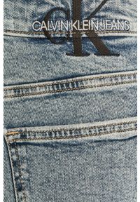 Calvin Klein Jeans - Szorty jeansowe. Okazja: na co dzień. Stan: podwyższony. Kolor: niebieski. Materiał: tkanina, bawełna, denim, elastan. Wzór: gładki. Styl: casual #2
