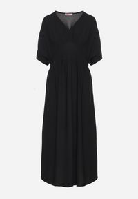 Born2be - Czarna Sukienka z Bawełną i Górą w Stylu Nietoperza Filenia. Okazja: na co dzień. Kolor: czarny. Materiał: bawełna. Styl: casual #5