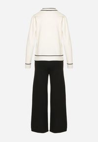 Born2be - Jasnobeżowy Dzianinowy Komplet Szerokie Spodnie i Kardigan z Lamówkami Gioresa. Kolor: beżowy. Materiał: dzianina. Wzór: gładki. Sport: turystyka piesza #5