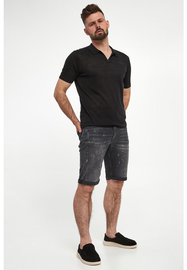 Karl Lagerfeld - Polo męskie lniane KARL LAGERFELD. Typ kołnierza: polo. Materiał: len