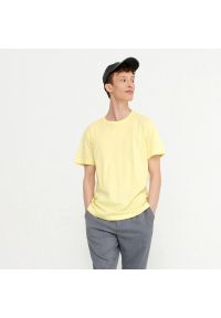 House - T-shirt z bawełny organicznej basic - Żółty. Kolor: żółty. Materiał: bawełna