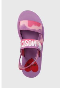 Love Moschino sandały damskie kolor różowy. Kolor: różowy. Materiał: materiał. Obcas: na obcasie. Wysokość obcasa: niski #3