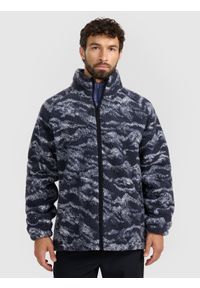 4f - 4F Polar sherpa oversize ze stójką uniseks - granatowy XS. Typ kołnierza: kołnierzyk stójkowy. Kolor: niebieski. Materiał: polar. Długość rękawa: raglanowy rękaw #1