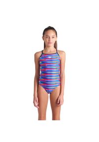 Strój Kąpielowy Dziewczęcy Arena Racing Stripe Swimsuit Light. Kolor: niebieski