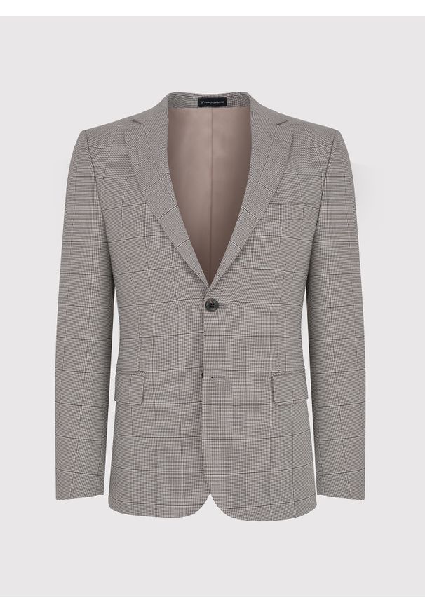 Pako Lorente - PAKO LORENTE – Brązowa marynarka garniturowa w kratkę. Kolor: brązowy. Materiał: poliester, elastan, wiskoza. Wzór: kratka