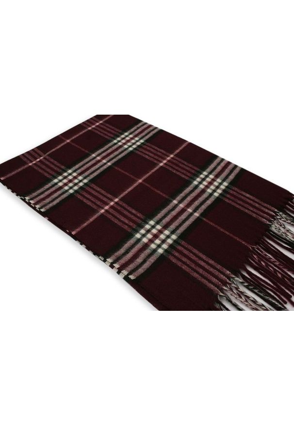 V. Fraas - Bordowy Elegancki Szalik Firmy V.Fraas -Cashmink- z Frędzlami, Burgundowy w Kratkę. Kolor: czerwony. Materiał: tkanina, materiał, syntetyk, wełna, akryl, poliakryl. Wzór: kratka. Sezon: lato. Styl: elegancki
