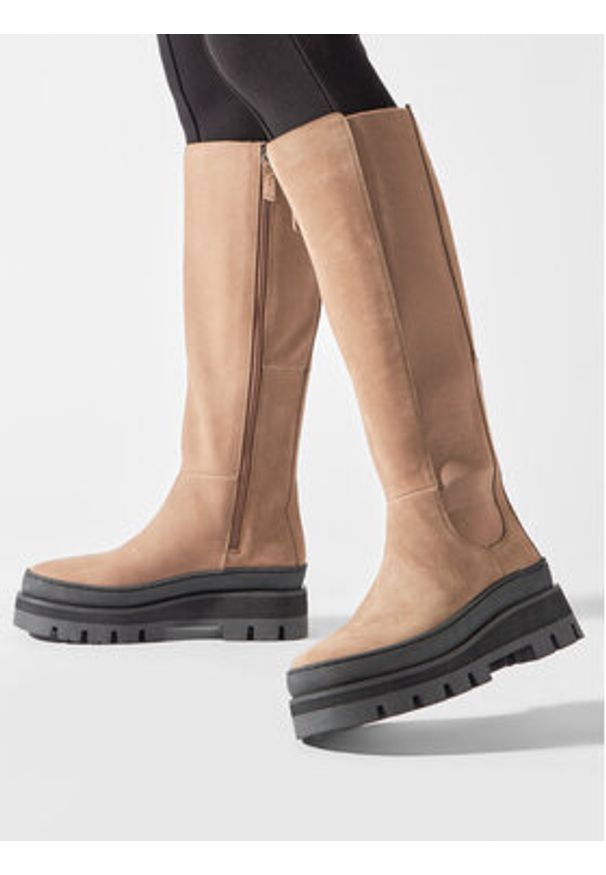 Clarks Kozaki Orianna2 261748184 Beżowy. Kolor: beżowy. Materiał: skóra, nubuk