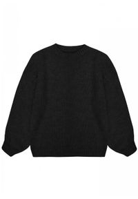 Marsala - Sweter oversize z bufiastym rękawem BLACK - RIVERO. Okazja: na co dzień. Materiał: akryl, wełna. Sezon: wiosna, lato, zima, jesień. Styl: casual, klasyczny