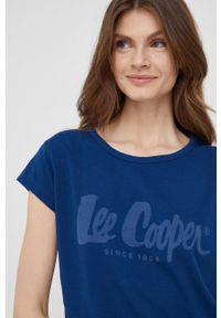 Lee Cooper t-shirt bawełniany kolor granatowy. Okazja: na co dzień. Kolor: niebieski. Materiał: bawełna. Wzór: nadruk. Styl: casual