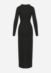 Born2be - Czarna Dopasowana Sukienka Maxi z Długimi Rękawami Ovira. Kolor: czarny. Materiał: materiał. Długość rękawa: długi rękaw. Typ sukienki: proste. Długość: maxi #6