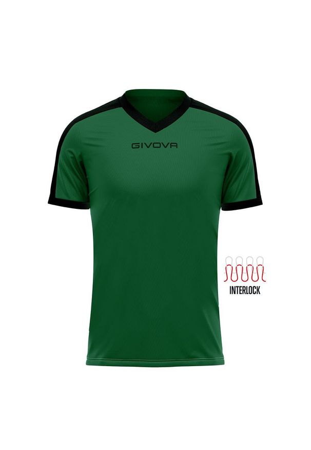 Koszulka piłkarska dla dorosłych Givova Revolution Interlock. Kolor: czarny, wielokolorowy, zielony. Sport: piłka nożna
