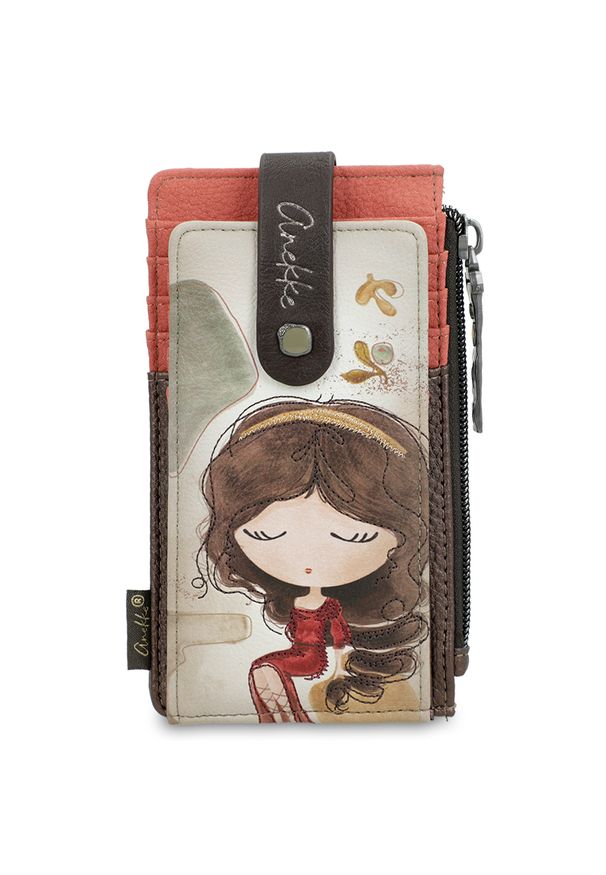 Brązowe Damskie Etui Na Karty Anekke Muse. Kolor: brązowy. Materiał: materiał