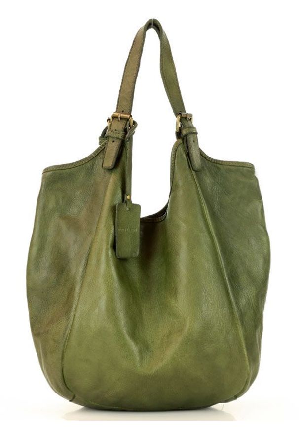 Marco Mazzini handmade - MARCO MAZZINI Zielona Torebka Skórzana Damska Handmade Shopping Bag. Kolor: zielony. Materiał: skórzane