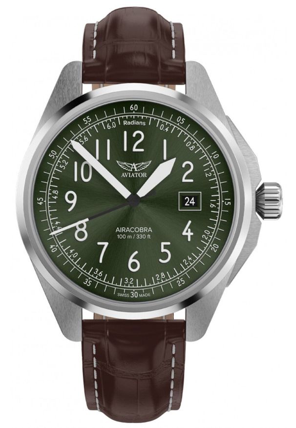 AVIATOR - Zegarek męski Aviator V.1.38.0.324.4 brązowy. Kolor: brązowy
