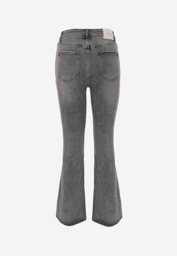 Renee - Szare Jeansy Flare Regular Waist z Bawełną i Dodatkiem Wiskozy Arritina. Okazja: na co dzień. Kolor: szary. Długość: krótkie. Styl: retro, klasyczny, casual