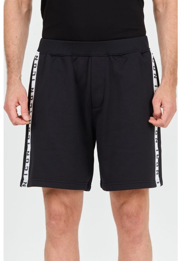 DSQUARED2 Czarne męskie spodenki Relax Fit, Rozmiar L. Kolor: czarny