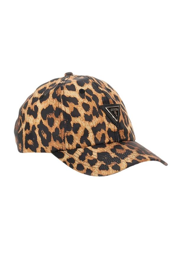 Guess - GUESS Leopardowa damska czapka z daszkiem. Kolor: brązowy