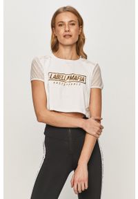 LABELLAMAFIA - LaBellaMafia - T-shirt. Okazja: na co dzień. Kolor: biały. Materiał: dzianina. Wzór: nadruk. Styl: casual #1