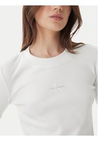 Calvin Klein Jeans Bluzka Monogram LV047A803G Biały Slim Fit. Kolor: biały. Materiał: bawełna #5