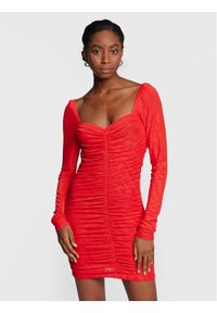 ROTATE Sukienka koktajlowa Mesh RT1981 Czerwony Slim Fit. Kolor: czerwony. Materiał: mesh, syntetyk. Styl: wizytowy