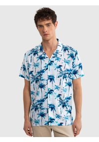 Big-Star - Koszula męska z motywem hawajskim Hawaniso 401. Okazja: na plażę. Typ kołnierza: kolnierz wykładany. Kolor: niebieski. Materiał: tkanina, wiskoza. Wzór: nadruk. Sezon: lato. Styl: wakacyjny #3