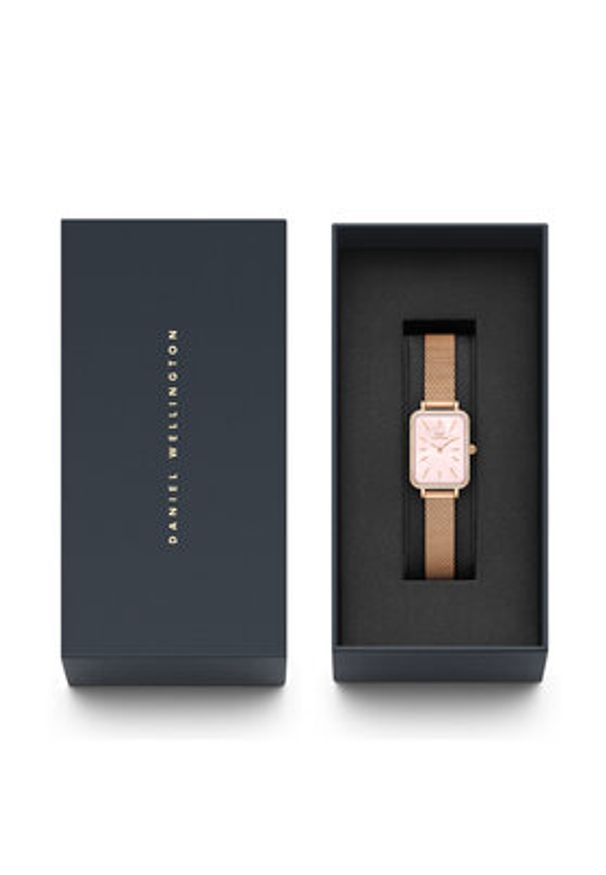 Daniel Wellington Zegarek Quadro Mesh DW00100669 Różowe złoto. Kolor: złoty, różowy, wielokolorowy. Materiał: mesh