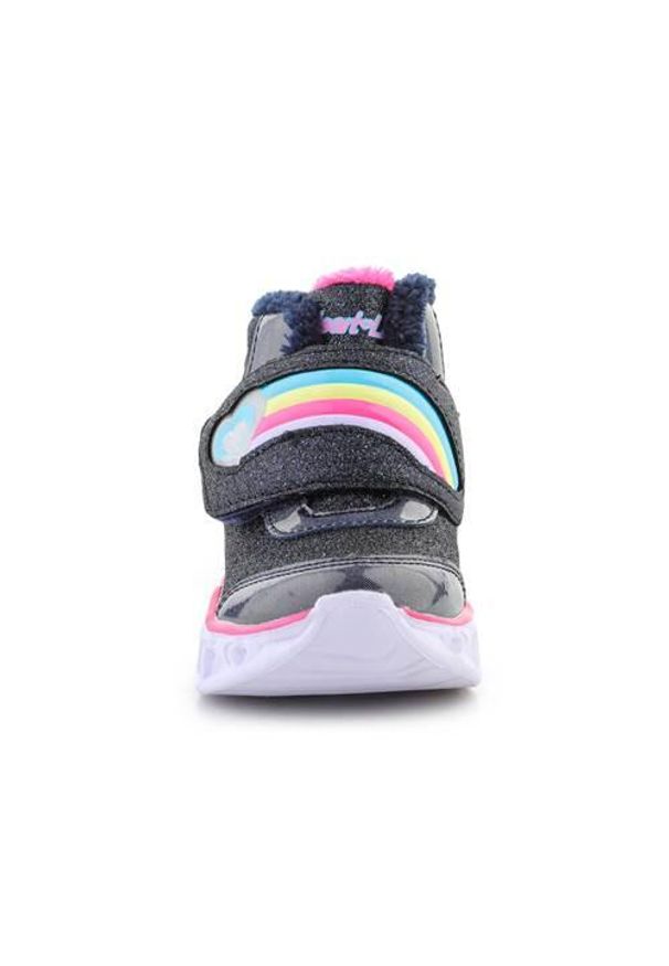 skechers - Buty do chodzenia niemowlęce Skechers Rainbow Nvy pnk. Zapięcie: rzepy. Kolor: czarny. Materiał: materiał, syntetyk, tkanina. Szerokość cholewki: normalna. Sport: turystyka piesza