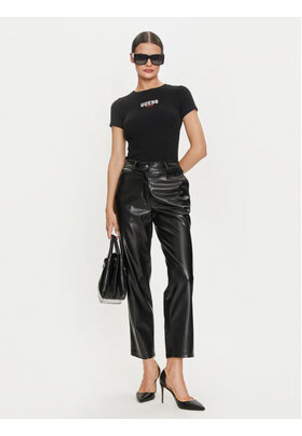 Guess Jeans T-Shirt W4YI64 KA0H1 Czarny Slim Fit. Kolor: czarny. Materiał: bawełna