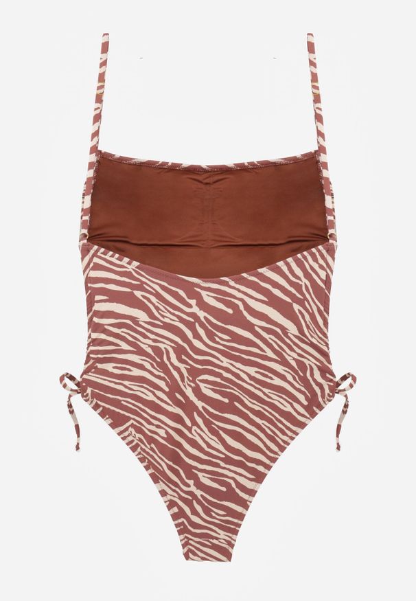 Born2be - Brązowy Strój Kąpielowy z Wiązaniami po Bokach Penira. Kolor: brązowy