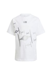 Adidas - Koszulka adidas x Star Wars Z.N.E.. Kolor: biały. Wzór: motyw z bajki