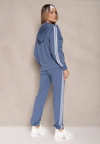 Renee - Niebieski Komplet Dresowy Rozpinana Bluza z Kapturem i Spodnie Osivisa. Kolor: niebieski. Materiał: dresówka. Wzór: aplikacja. Sport: turystyka piesza