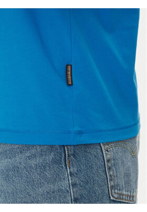 Napapijri T-Shirt S-Valdor NP0A4IE6 Niebieski Regular Fit. Kolor: niebieski. Materiał: bawełna