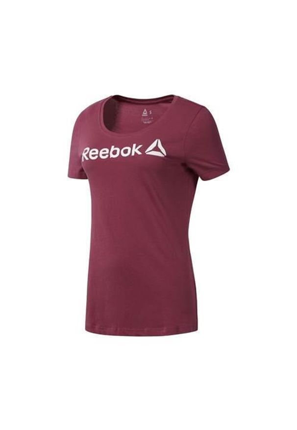 Koszulka sportowa damska Reebok Linear Read Scoop. Kolor: czerwony. Długość rękawa: krótki rękaw. Długość: krótkie