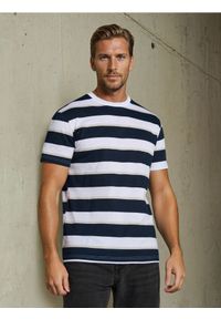 Sinsay - Bawełniana koszulka w paski - granatowy. Kolor: niebieski. Materiał: bawełna. Wzór: paski