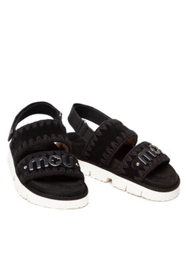 Mou Sandały New Bio Sandal SW461001A Czarny. Kolor: czarny. Materiał: zamsz, skóra
