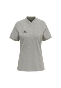 Damska koszulka polo Hummel Move Grid. Typ kołnierza: polo. Kolor: szary. Materiał: tkanina. Wzór: nadruk #1