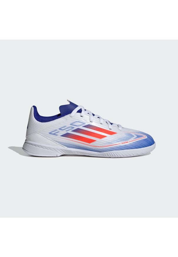 Adidas - Buty F50 League IN Kids. Kolor: wielokolorowy, biały, czerwony, niebieski. Materiał: materiał