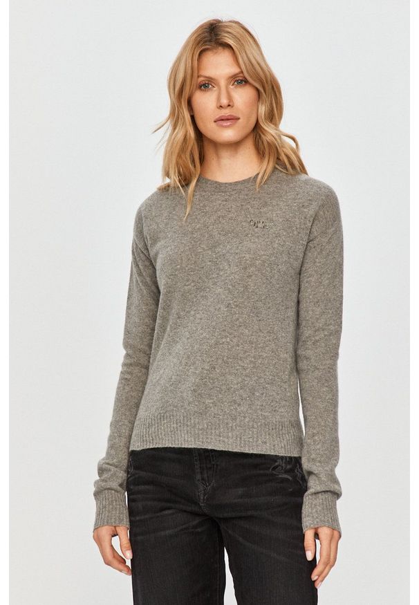 Pinko - Sweter. Okazja: na co dzień. Kolor: szary. Materiał: dzianina. Długość rękawa: długi rękaw. Długość: długie. Styl: casual
