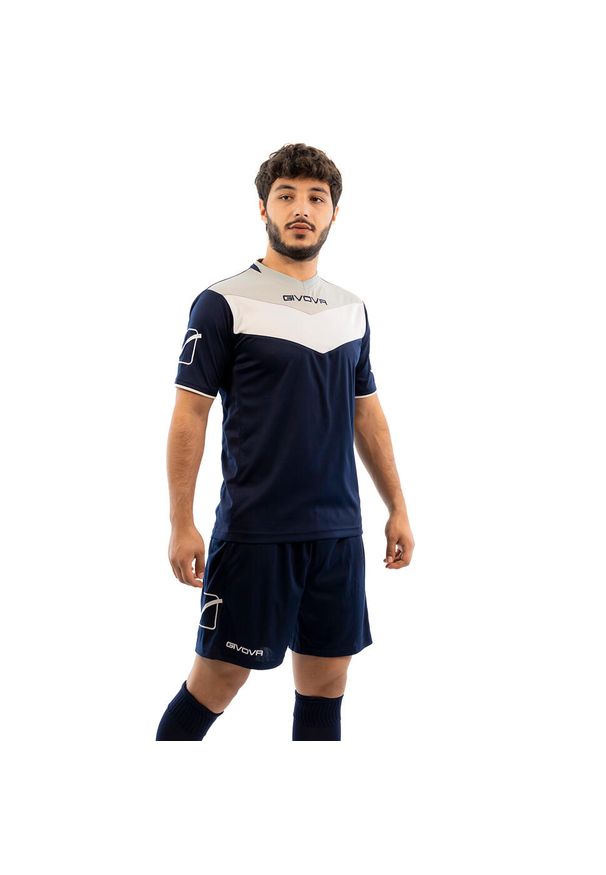Komplet piłkarski Givova Kit Campo. Kolor: niebieski. Materiał: dresówka. Sport: piłka nożna