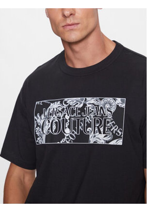 Versace Jeans Couture T-Shirt 75GAHE01 Czarny Regular Fit. Kolor: czarny. Materiał: bawełna