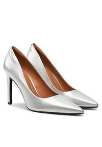 Calvin Klein Szpilki Heel Pump 90 - Met HW0HW02431 Srebrny. Kolor: srebrny. Materiał: skóra. Obcas: na szpilce