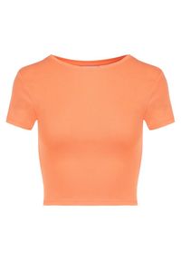 Born2be - Pomarańczowy T-shirt Irousa. Kolor: pomarańczowy. Materiał: bawełna, materiał. Długość rękawa: krótki rękaw. Długość: krótkie. Wzór: gładki #5