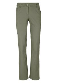 Spodnie ze stretchem BOOTCUT bonprix oliwkowy. Kolor: zielony. Materiał: materiał, bawełna, elastan #1