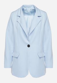 Born2be - Niebieska Klasyczna Marynarka o Jednorzędowym Kroju z Imitacją Kieszeni Felzeri. Okazja: na co dzień. Kolor: niebieski. Materiał: jeans. Sezon: wiosna, lato. Styl: klasyczny #6
