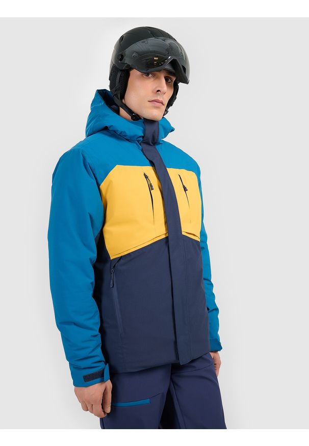 4f - 4F Kurtka narciarska membrana 10000 męska - turkusowa 3XL. Kolor: turkusowy. Materiał: tkanina, skóra, poliester, materiał. Wzór: gładki. Sezon: zima