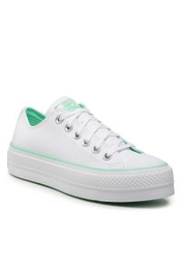 Trampki Converse Ctas Lift Ox A00903C White/Prism Green/White. Kolor: biały. Materiał: skóra