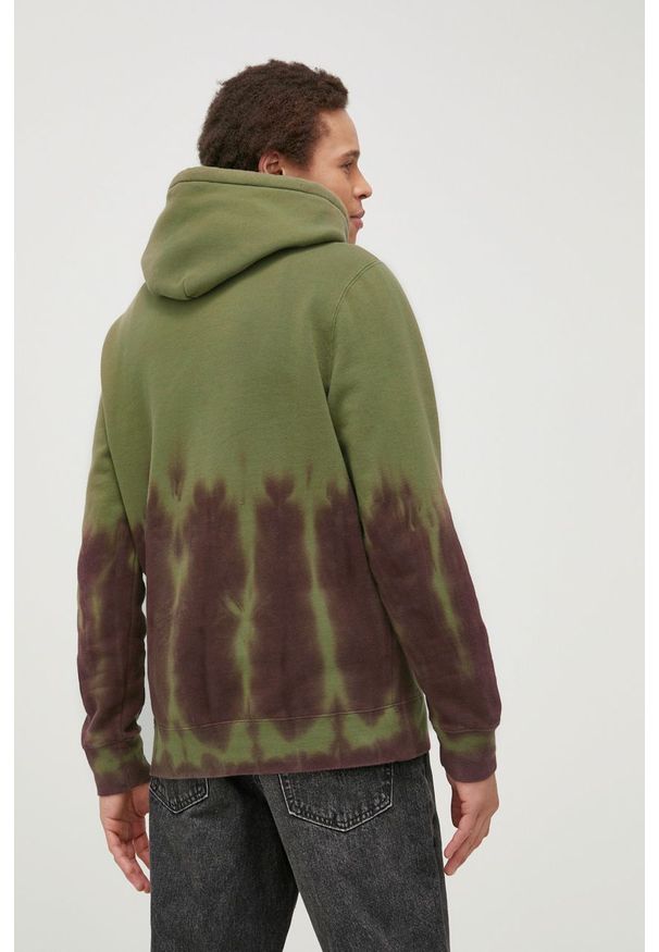 HUF Bluza kolor zielony z kapturem z nadrukiem. Okazja: na co dzień. Typ kołnierza: kaptur. Kolor: zielony. Materiał: dzianina. Wzór: nadruk. Styl: casual