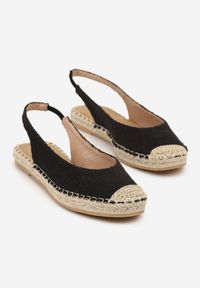 Born2be - Czarne Sandały Espadryle z Plecionką z Odkrytą Piętą Nelazina. Okazja: na co dzień. Nosek buta: otwarty. Kolor: czarny. Materiał: materiał. Sezon: lato. Styl: elegancki, casual