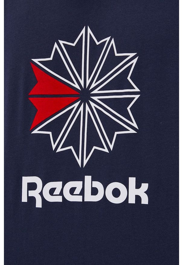 Reebok Classic T-shirt bawełniany kolor granatowy gładki. Okazja: na co dzień. Kolor: niebieski. Materiał: bawełna. Wzór: gładki. Styl: casual