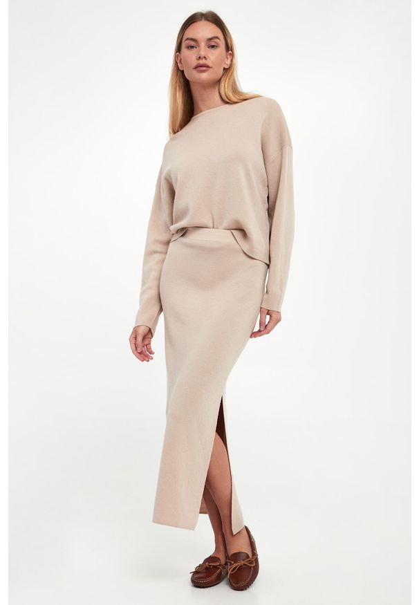 Marella - Spódnica wełniana midi Merce1 MARELLA MONOCHROME. Materiał: wełna